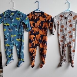 Kids One Piece Pajama Bundle - Blue, Orange, Gray